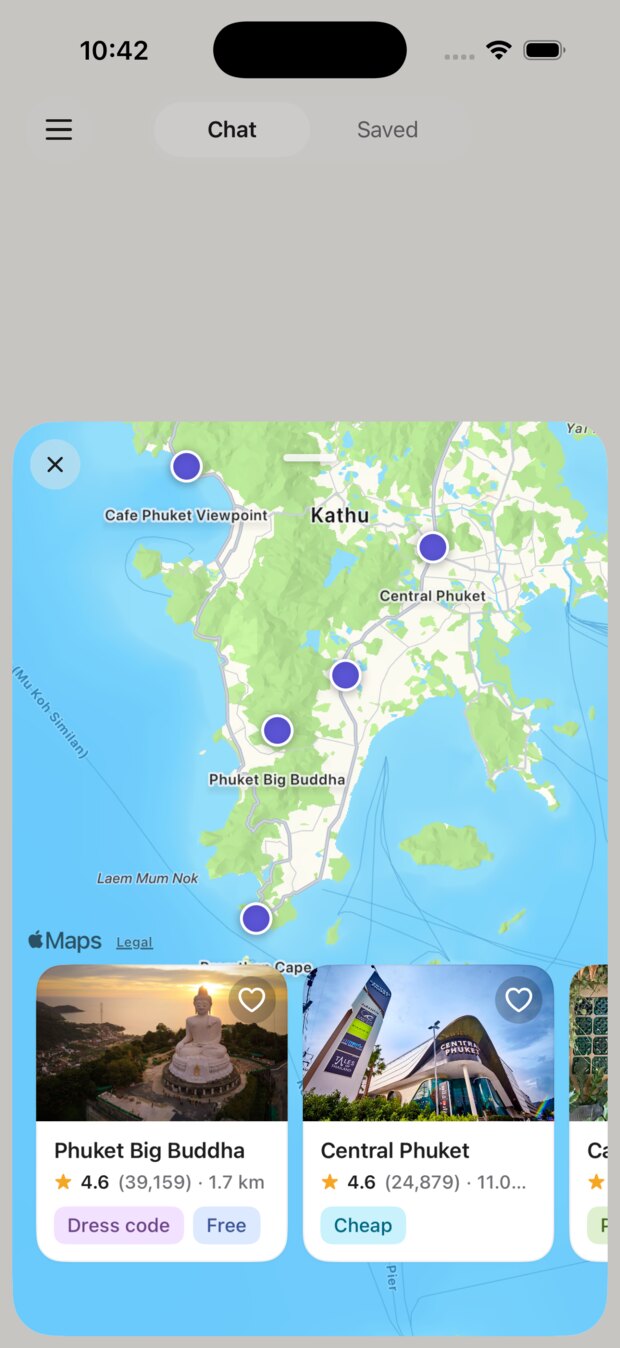 Places from the answer on the map of Phuket